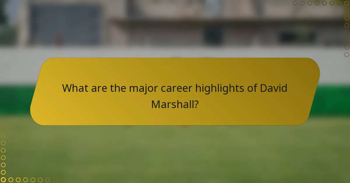 What are the major career highlights of David Marshall?