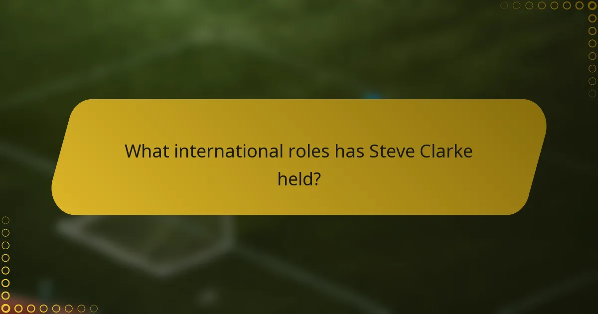 What international roles has Steve Clarke held?
